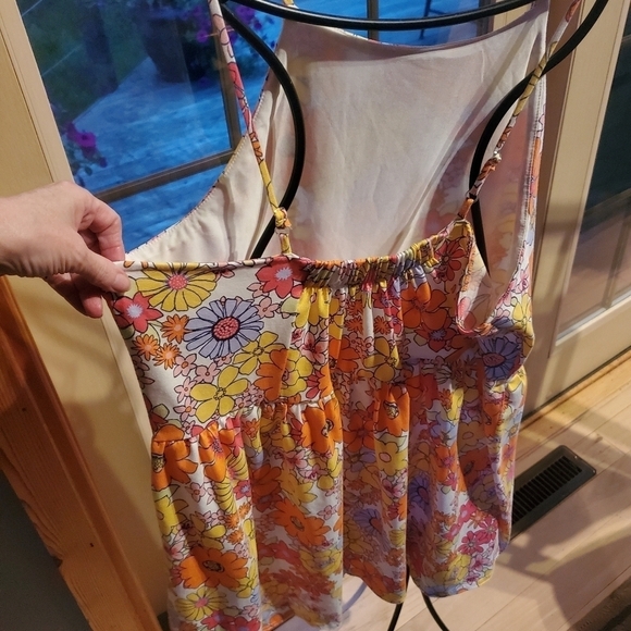 Emma &‎ Michele Summer Colorful Floral Adjustable Straps Mini Sz. L Dress - Picture 4 of 9